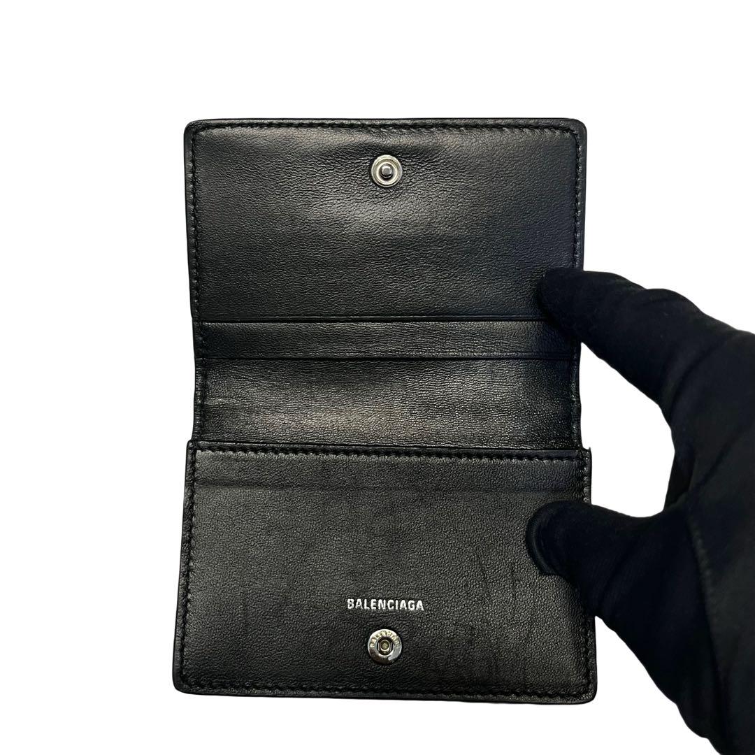 希少✨バレンシアガ カードケース 名刺入れ クロコ型押し レザー 刻印 黒