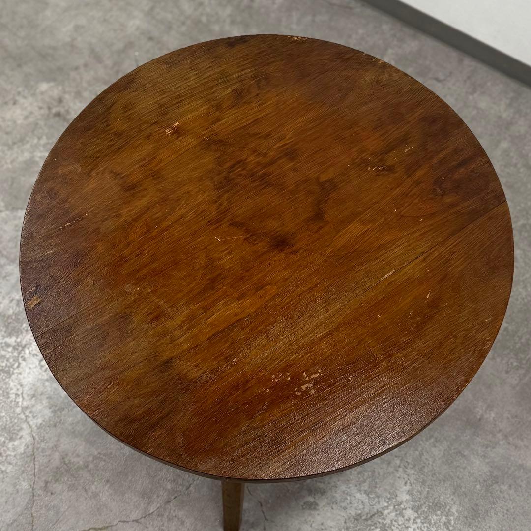 SNT1458 昭和レトロ 木製 ラウンド 丸テーブル アンティーク