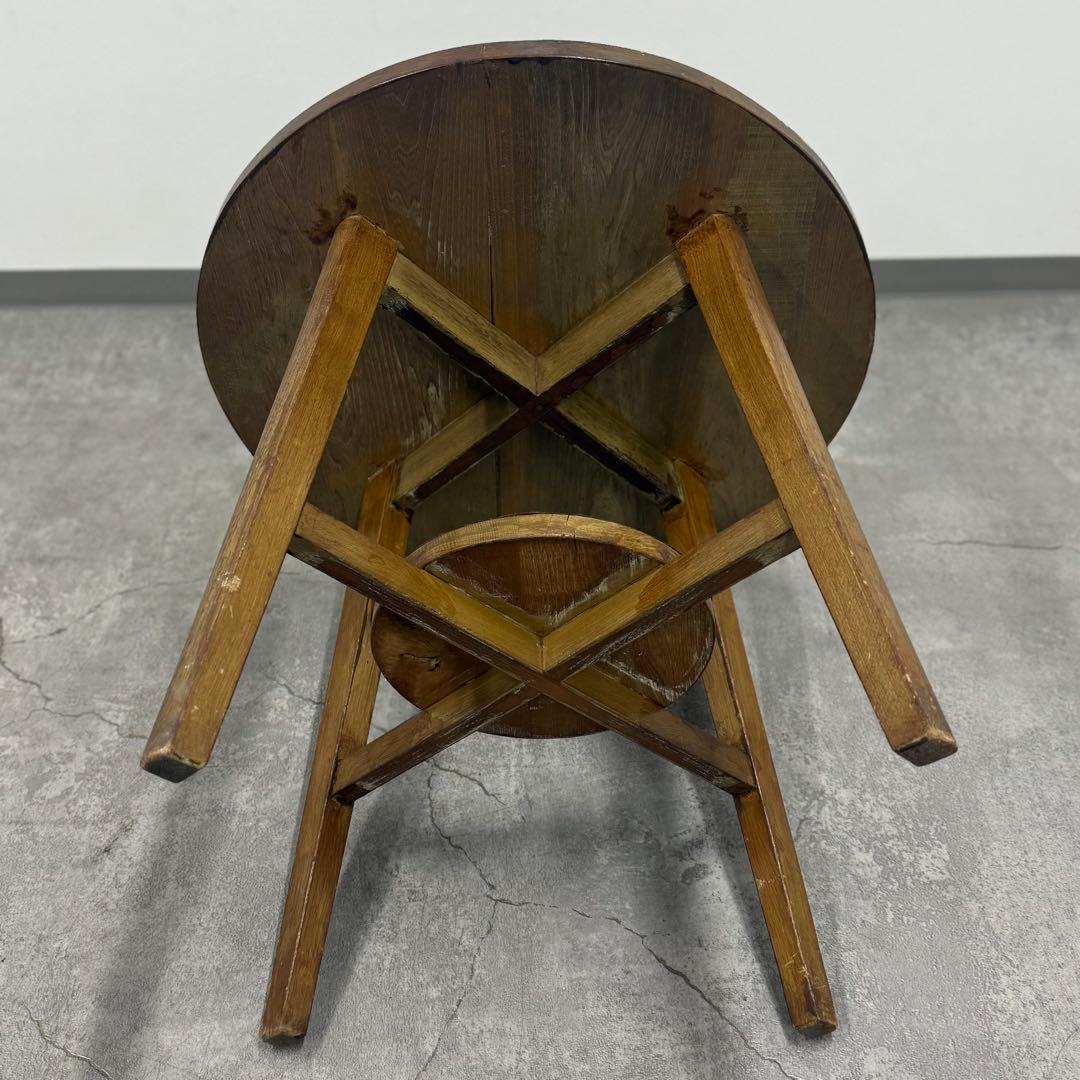 SNT1458 昭和レトロ 木製 ラウンド 丸テーブル アンティーク