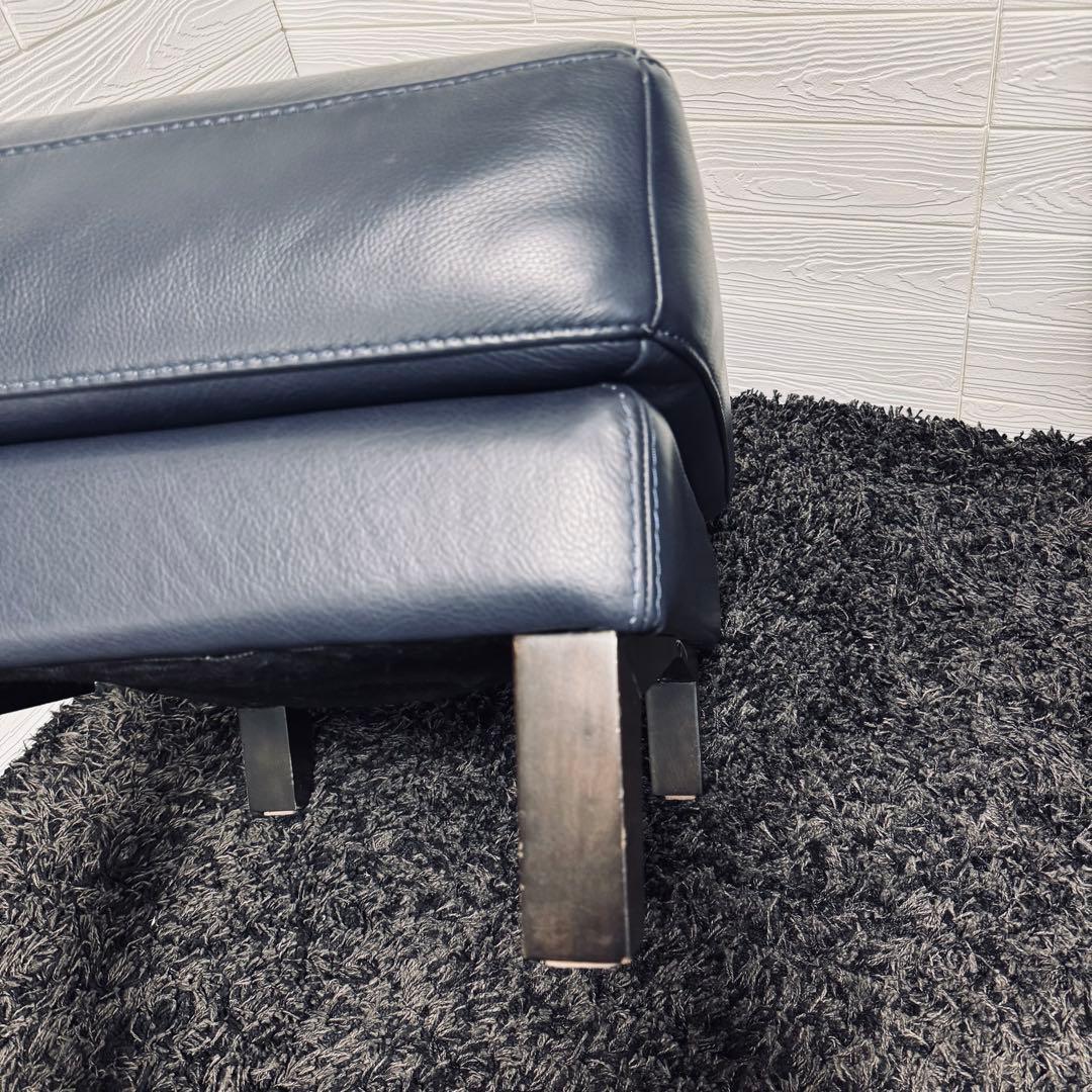 ワタリジャパン / HTL オットマン 総本革　濃紺 ネイビー レザー