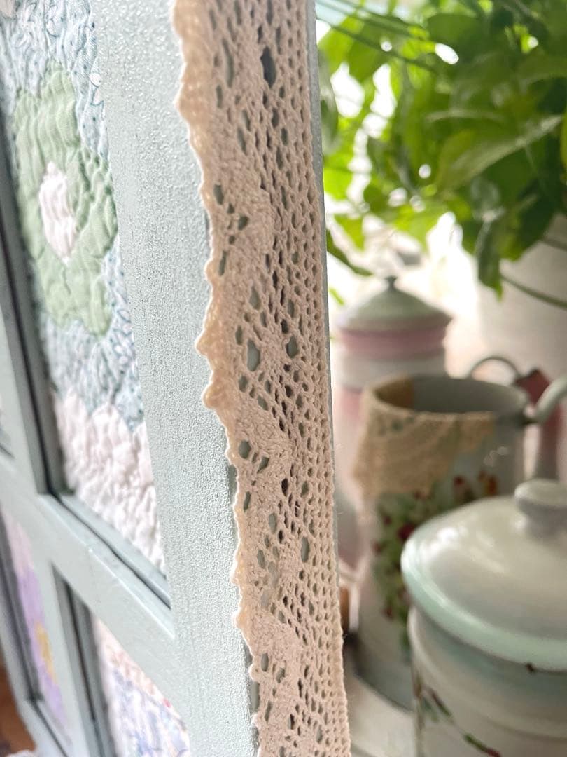 Haruさま確認用です。アンティークキルト窓枠フレームリバーシブル ·ブルー·͜·