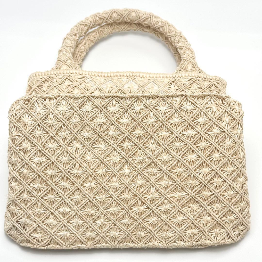 アバカ　籠バック　M+abaca 花繋ぎ　夏単衣　6598