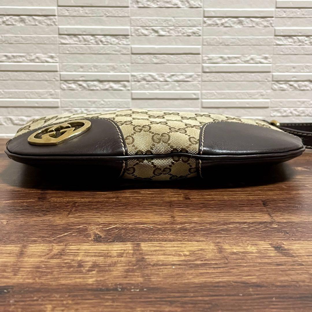 グッチ GGキャンバス × レザー ショルダー バッグ メッセンジャー.