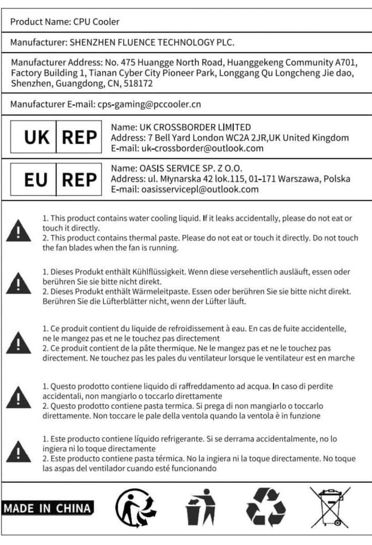 CPS DS360Pro Digital AlO CPU 水冷クーラー
