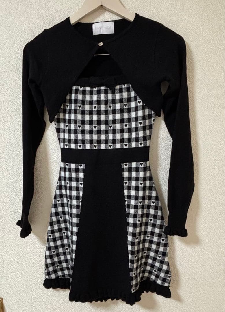 バックリボン×ギンガムハートアンサンブルワンピース