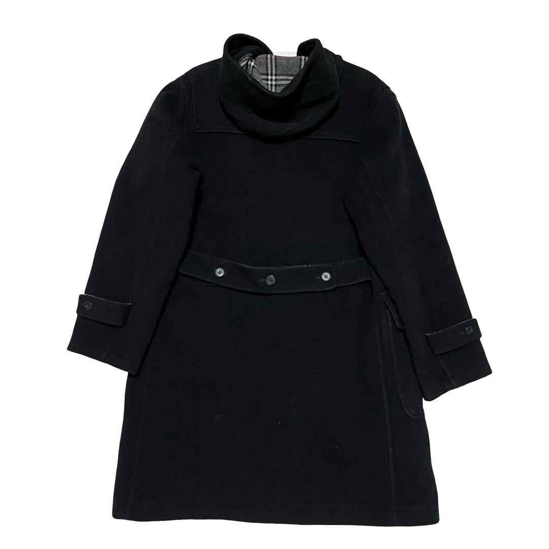バーバリー　ブラックレーベル　ダッフルコート　チェック　黒　グレー　メンズ　M