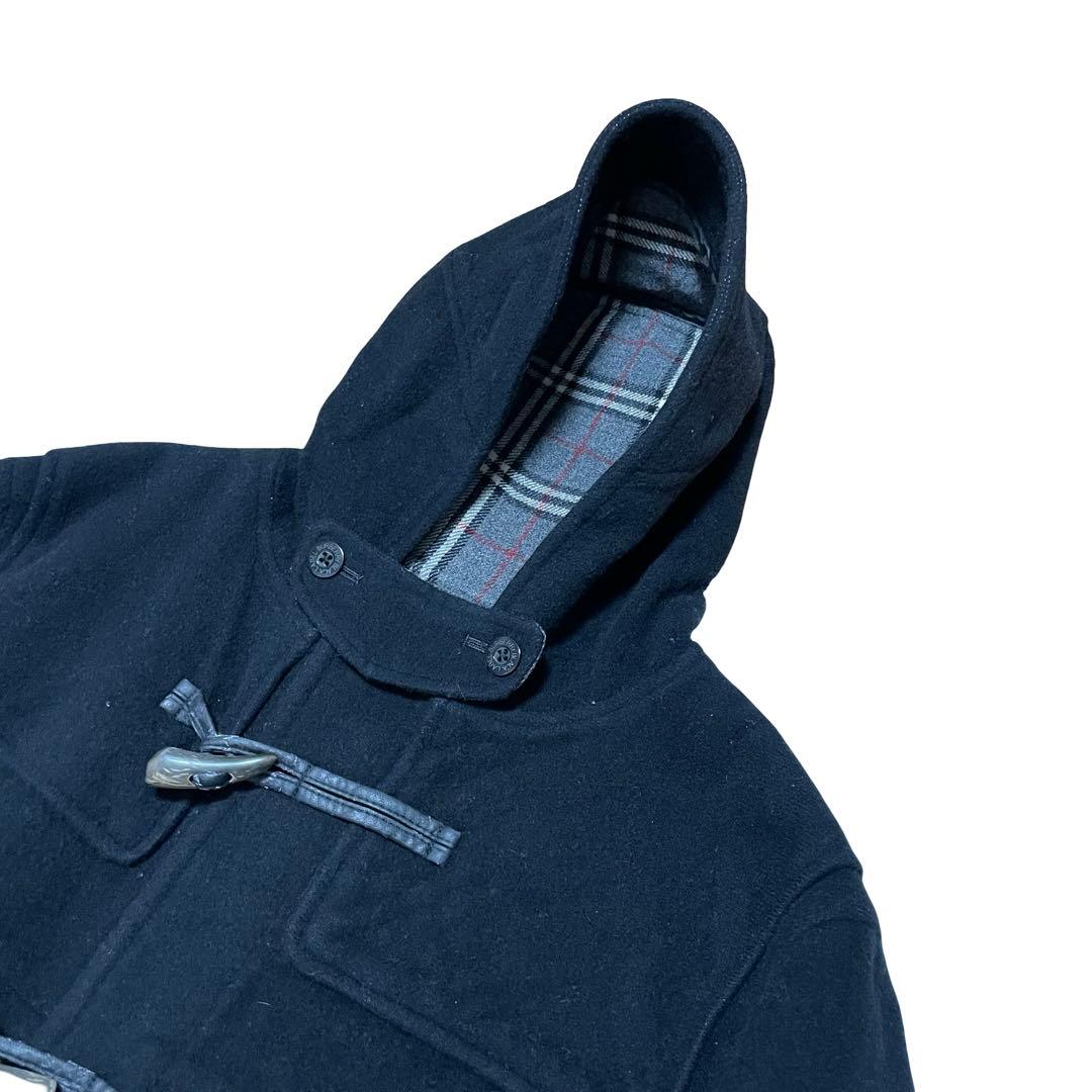 バーバリー　ブラックレーベル　ダッフルコート　チェック　黒　グレー　メンズ　M