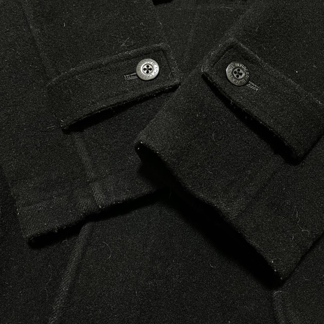 バーバリー　ブラックレーベル　ダッフルコート　チェック　黒　グレー　メンズ　M