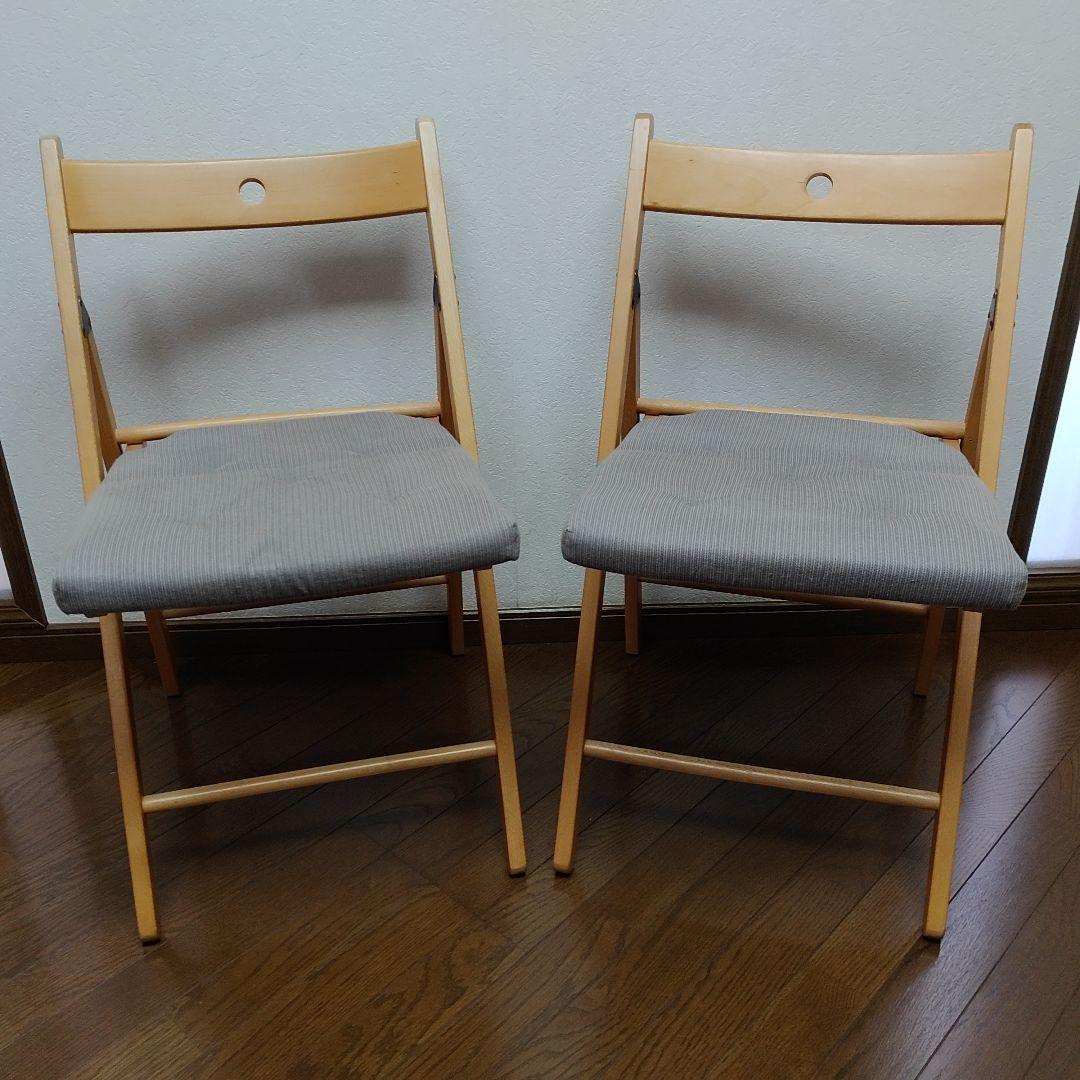 クッション付き　2脚　IKEA　TERJE　FRÖSVI　木製折りたたみチェア