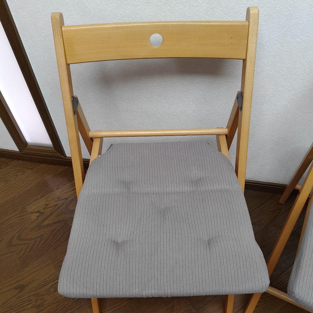 クッション付き　2脚　IKEA　TERJE　FRÖSVI　木製折りたたみチェア