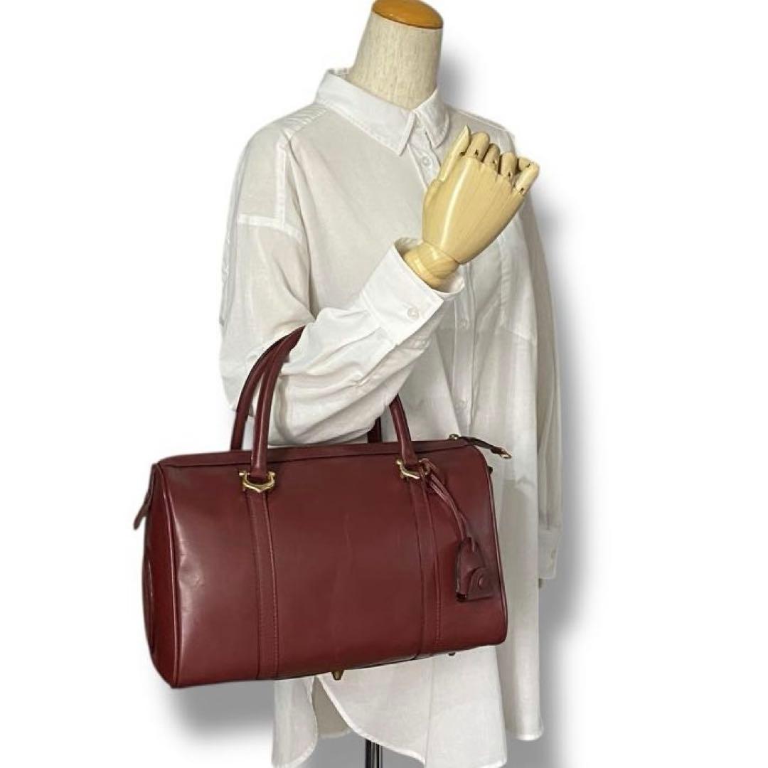 希少 Cartier レザー ハンドバッグ ボストンバッグ Vintage 本革