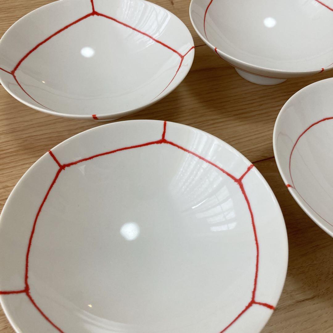 【美品】白山陶器　平茶碗　4客セット　ボウル　鉢　波佐見焼　平茶わん