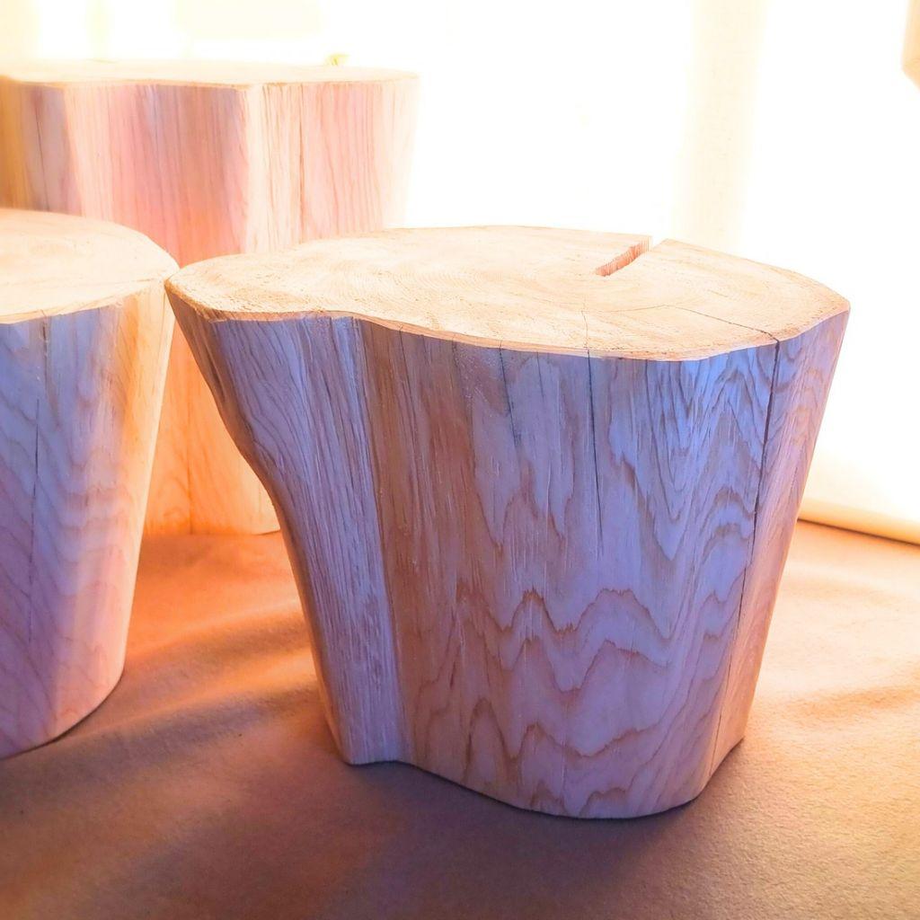 天然アロマ ひのきの切株テーブル 根元末広がり