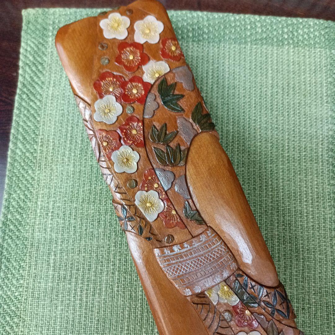 日光彫り短冊箱　束ね熨斗(小花)　値下げ