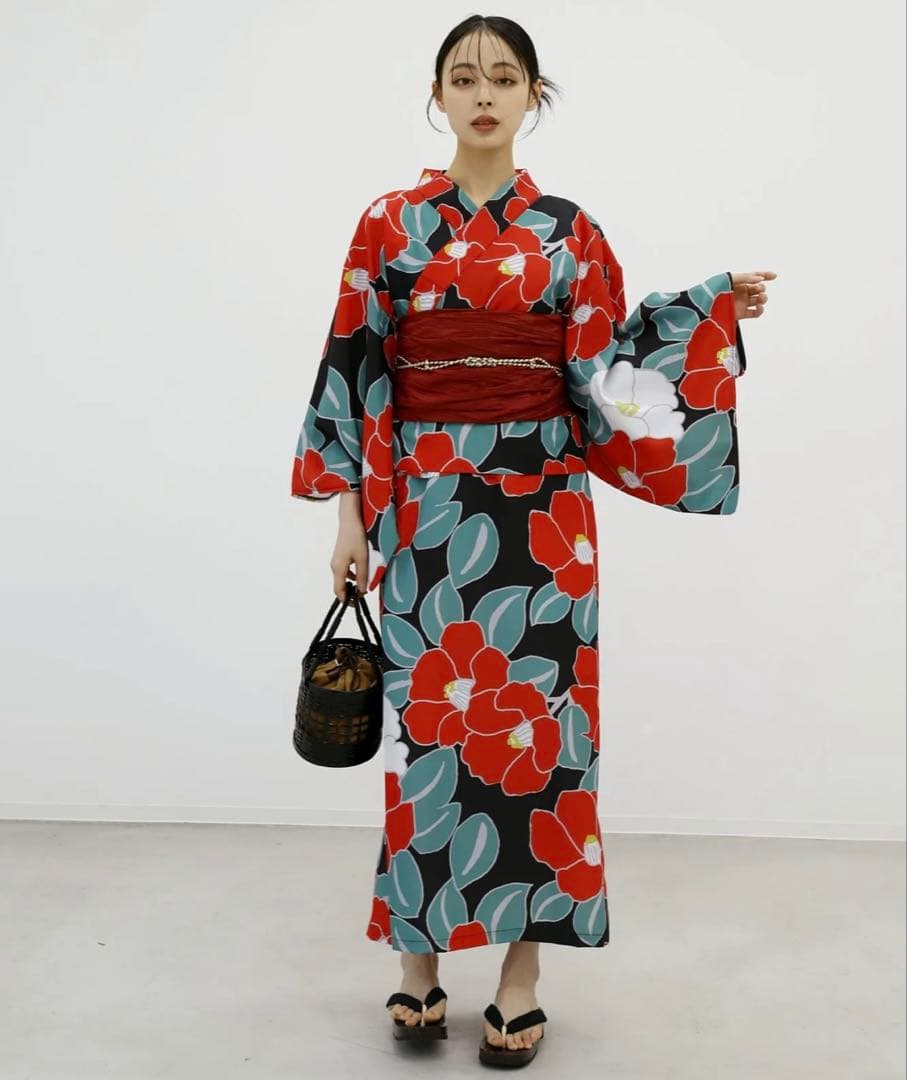 ワンピース浴衣3点セット（キャミワンピース＋羽織り＋兵児帯）　Lサイズ