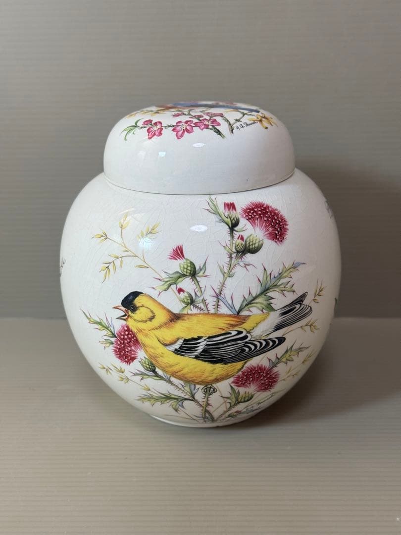 2789 ロイヤルコールドン  Cauldon 花鳥　茶壺