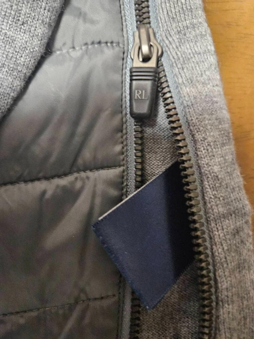 送料無料/超美品　POLO GOLF フロントキルティンググレー セーター（L)