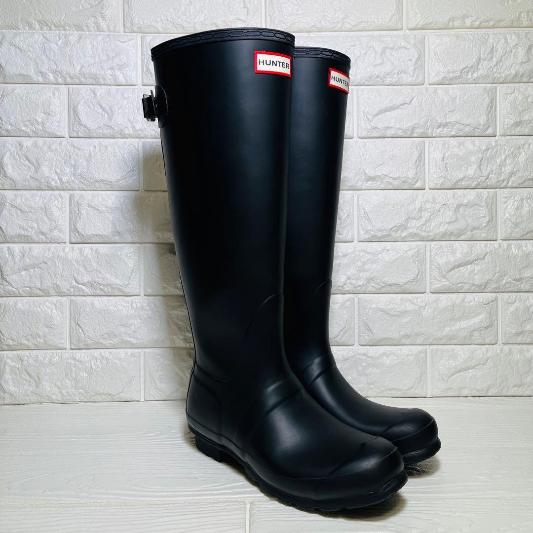【極美品】HUNTER レインロングブーツ ブラック UK6 25cm 長靴