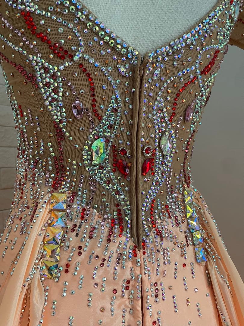 社交ダンス⭐️スタンダードドレス　オーダードレス　ベージュ＆オレンジ