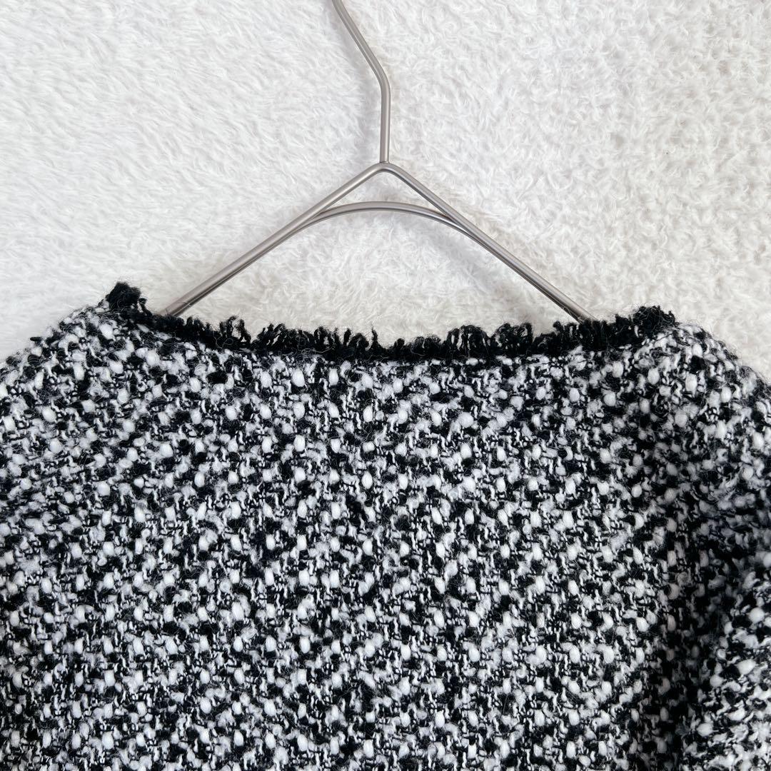 美品✨ラウンジドレス ツイードジャケット ノーカラー ウール 黒 人気完売品