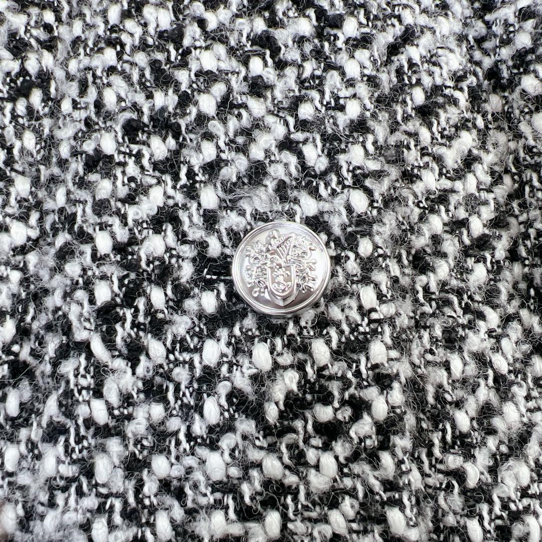 美品✨ラウンジドレス ツイードジャケット ノーカラー ウール 黒 人気完売品