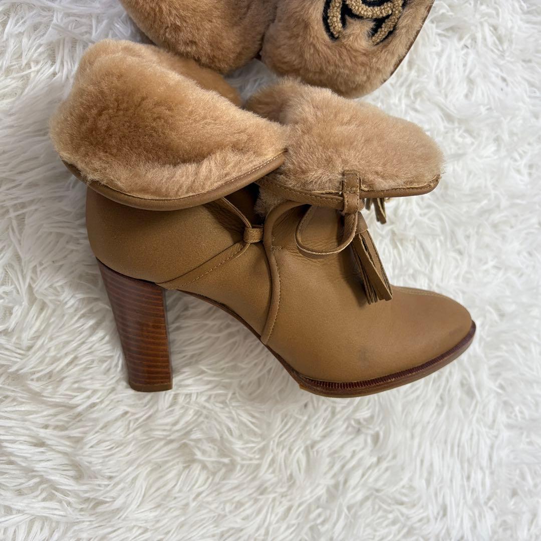 CHANEL シャネル ムートンブーツ 37 ココマーク ファー イタリア製