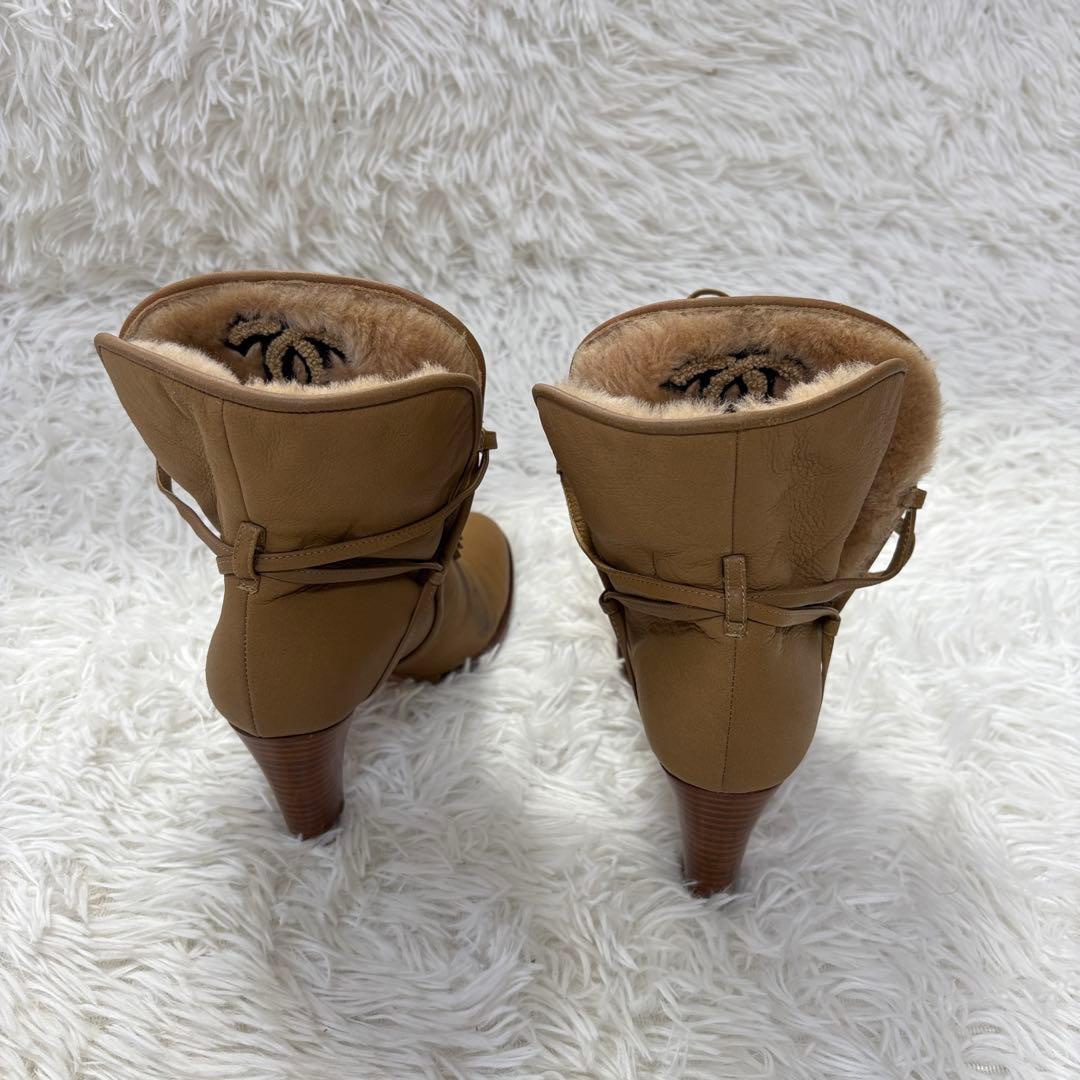 CHANEL シャネル ムートンブーツ 37 ココマーク ファー イタリア製