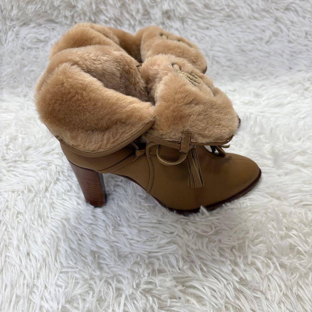 CHANEL シャネル ムートンブーツ 37 ココマーク ファー イタリア製