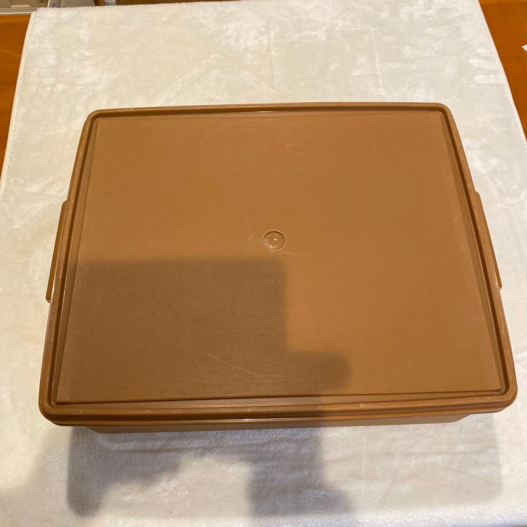 タッパーウェア　スーパーケース ブラウン収納ボックス 蓋付き 2個セット