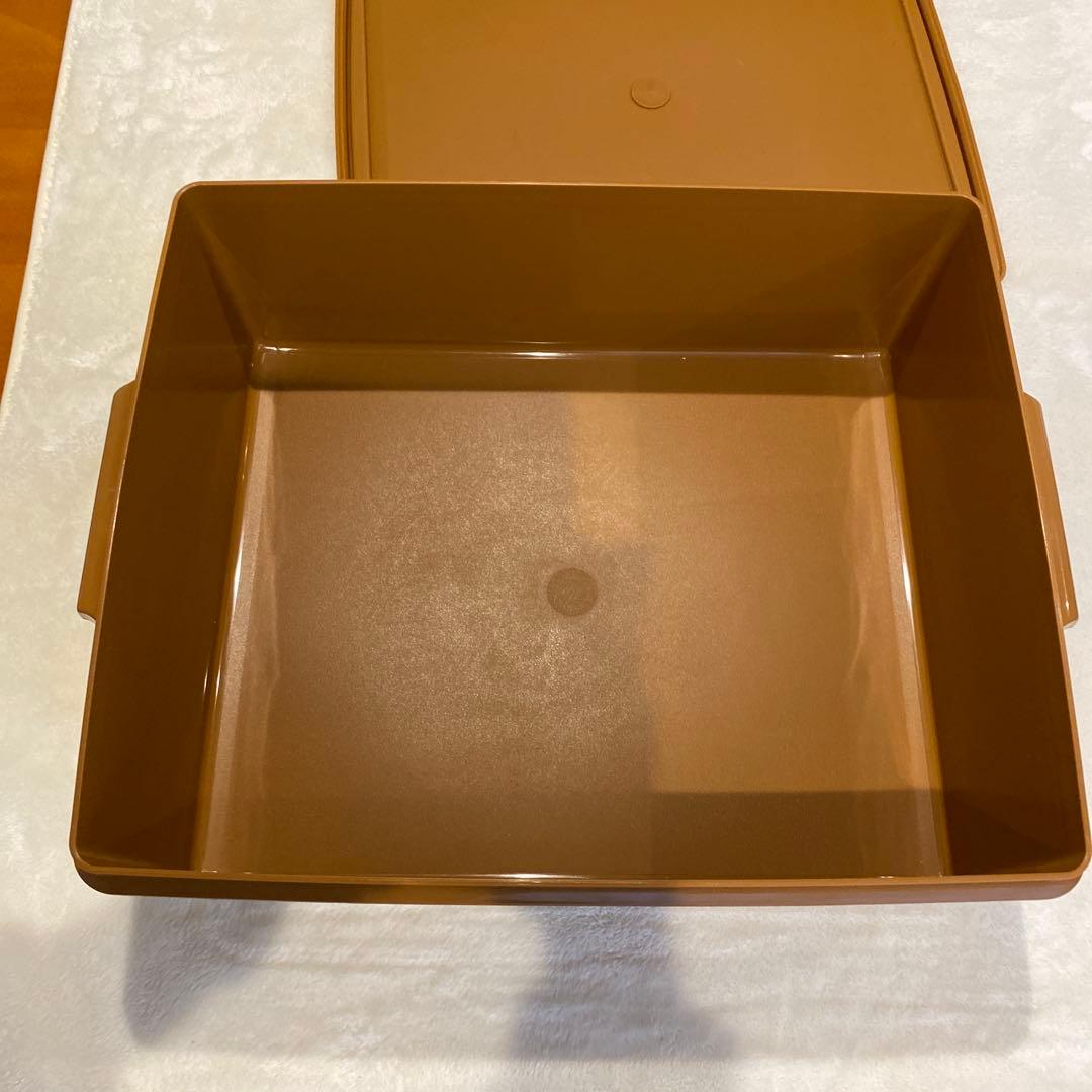 タッパーウェア　スーパーケース ブラウン収納ボックス 蓋付き 2個セット