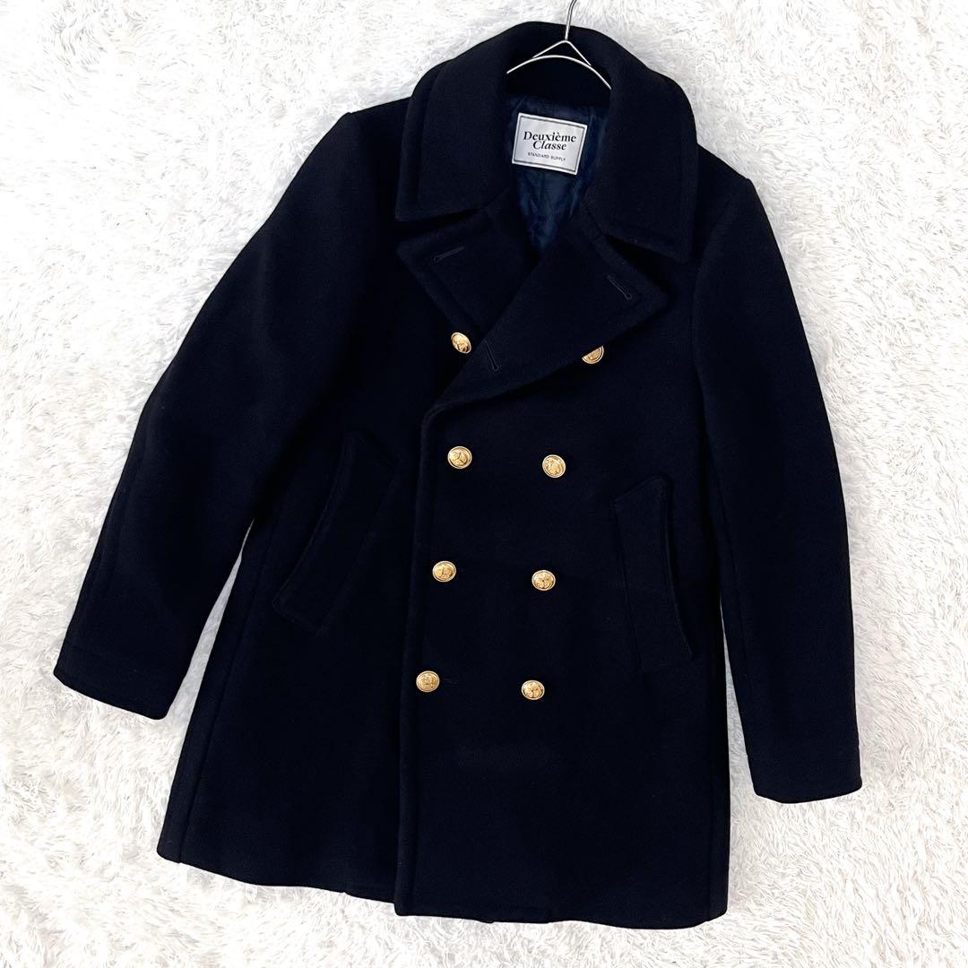 ドゥーズィエムクラス ウールメルトン Pコート キルティング 金ボタン 38