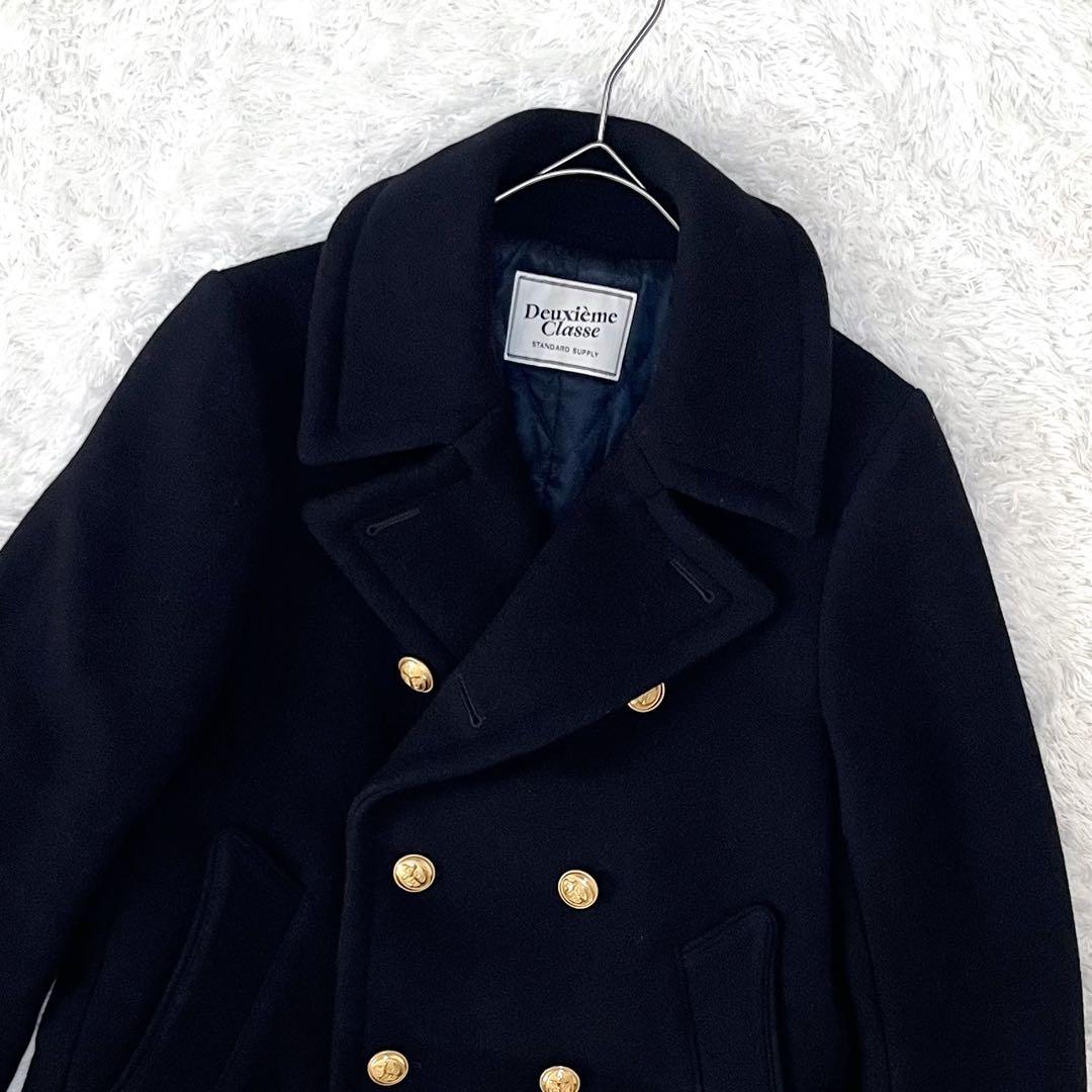 ドゥーズィエムクラス ウールメルトン Pコート キルティング 金ボタン 38