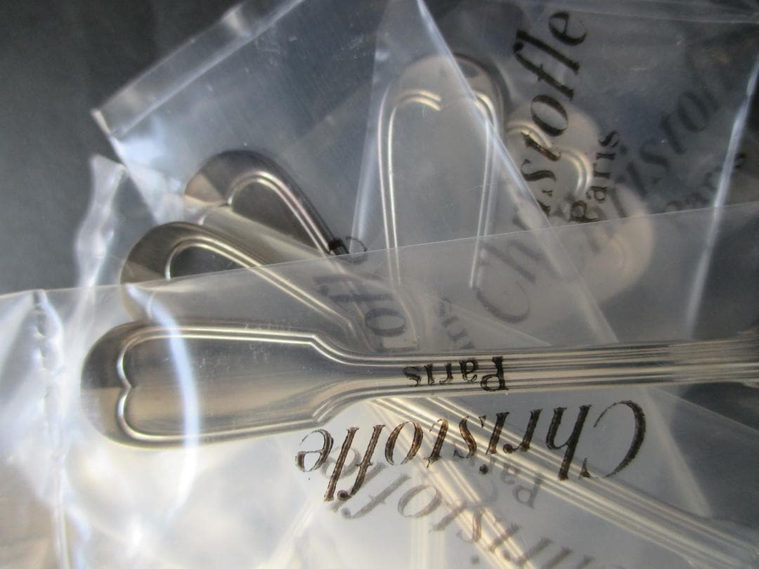 未使用品☆仏蘭西高級銀器クリストフルシルバー　デミタススプーン６本セット　シノン