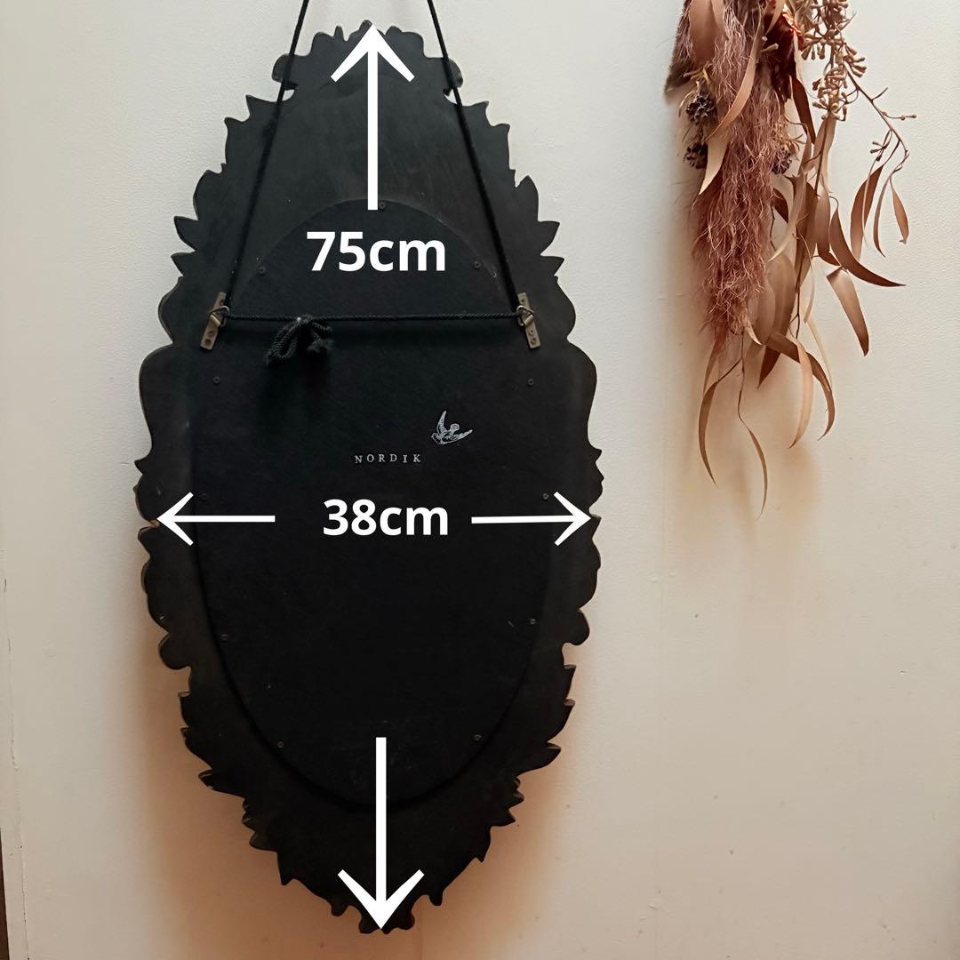 「手彫り 木製フレーム アンティークウォールミラー 北欧NORDIKスタイル」