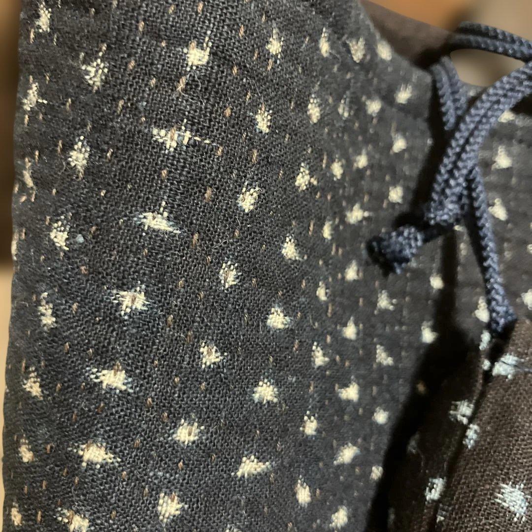 柿渋染め古布酒袋藍染め雪ん子刺し子キーケースチャーム付リメイク手作りバック