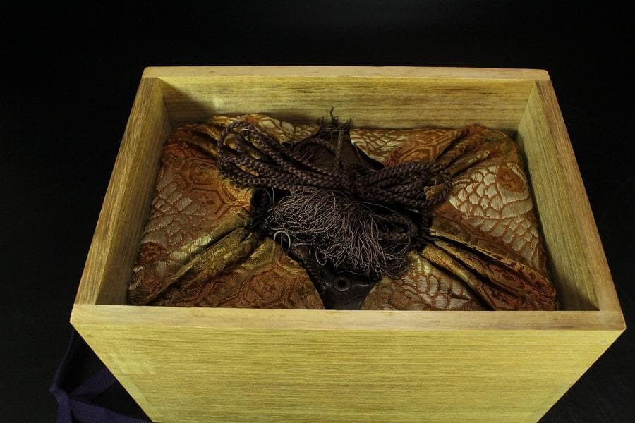 遠州流 桑 七宝透かし 黒柿 茶箱 美品 綺麗寂 時代仕服付(K-A344)