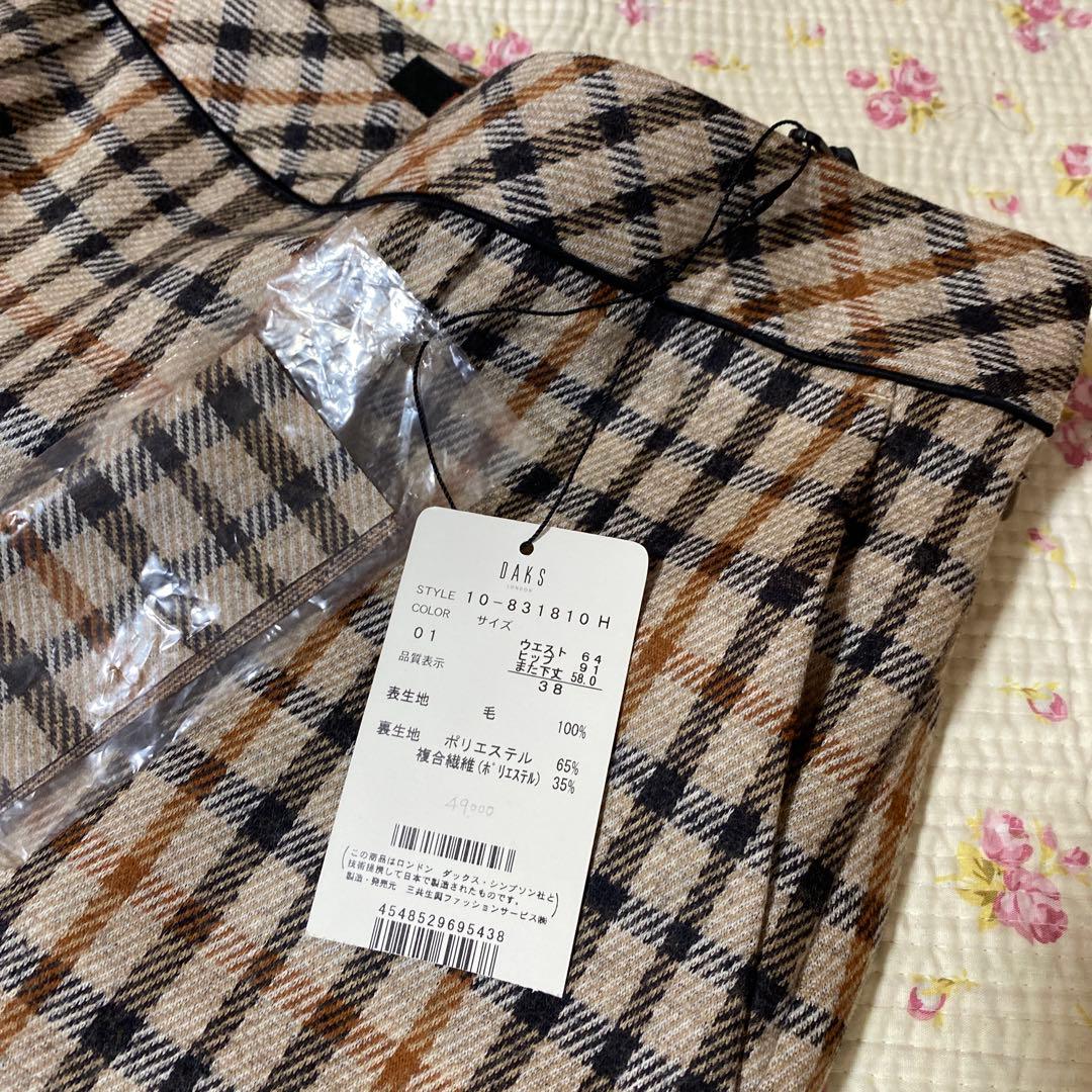 ダックス DAKS ガウチョパンツ 38 W36 チェック柄 ウール 秋冬DMW