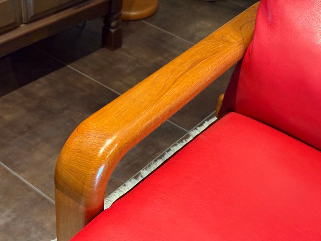 Ｌオルセン&サン L. olsen & son チーク無垢材　レッドレザー　IN