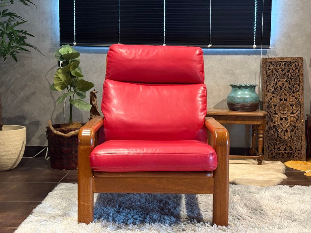 Ｌオルセン&サン L. olsen & son チーク無垢材　レッドレザー　IN