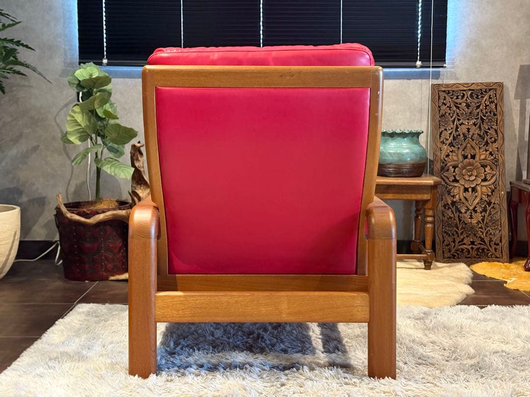 Ｌオルセン&サン L. olsen & son チーク無垢材　レッドレザー　IN