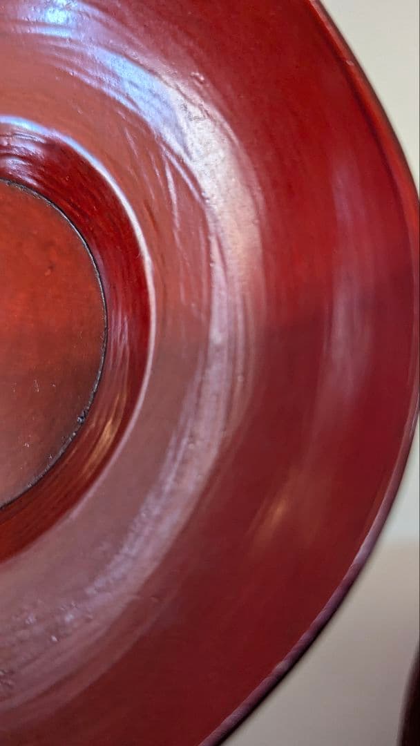 輪花　茶托　骨董　古美術　10客　箱付　漆塗　朱　托子　職人