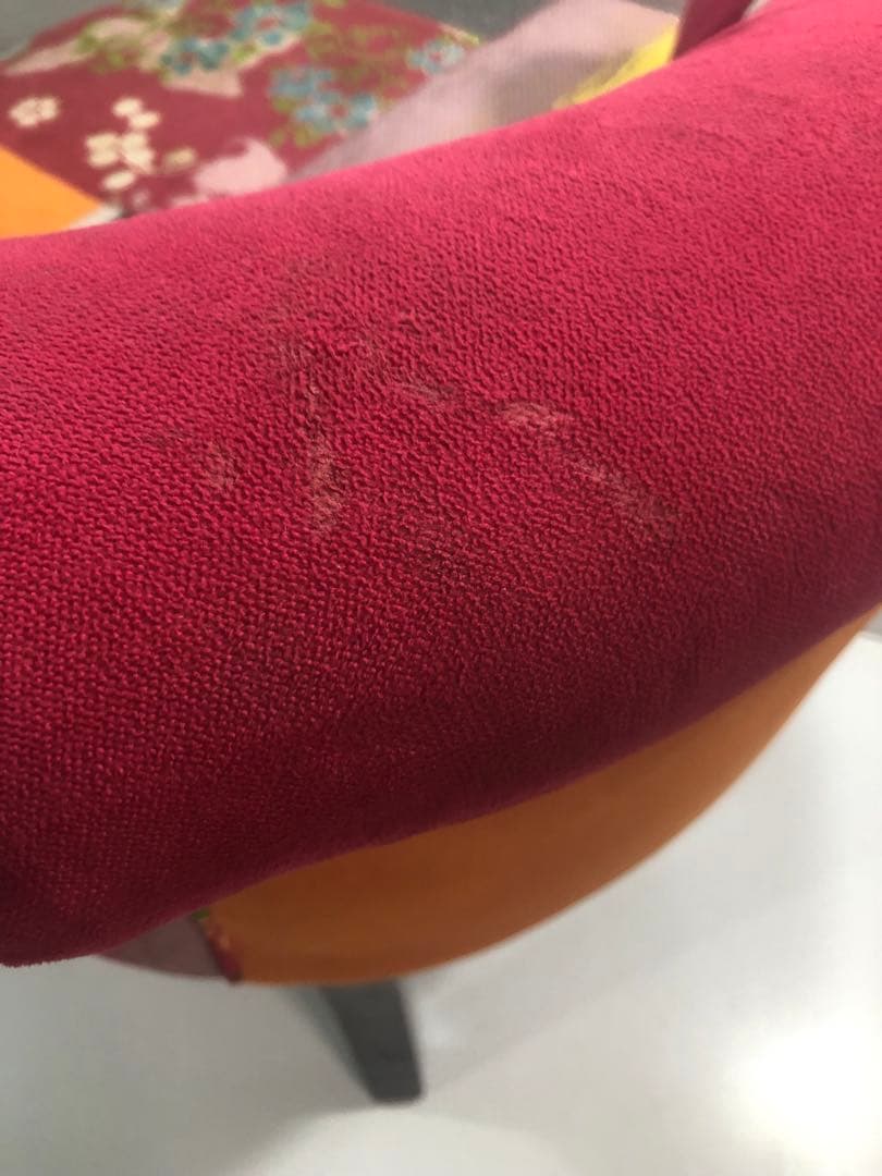 パッチワーク　カラフルチェア　スツール　ファブリック　インテリア　ピンク