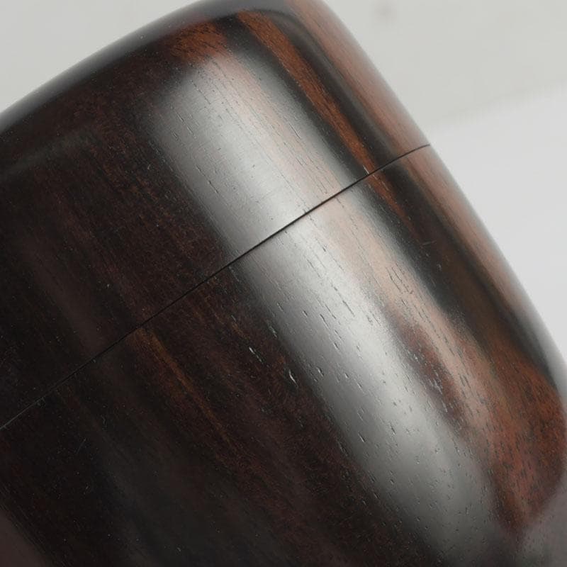 茶道具　山中塗　福田芳朗作　縞黒檀南天杢象嵌　壷々　大高棗　共布共箱　V9263