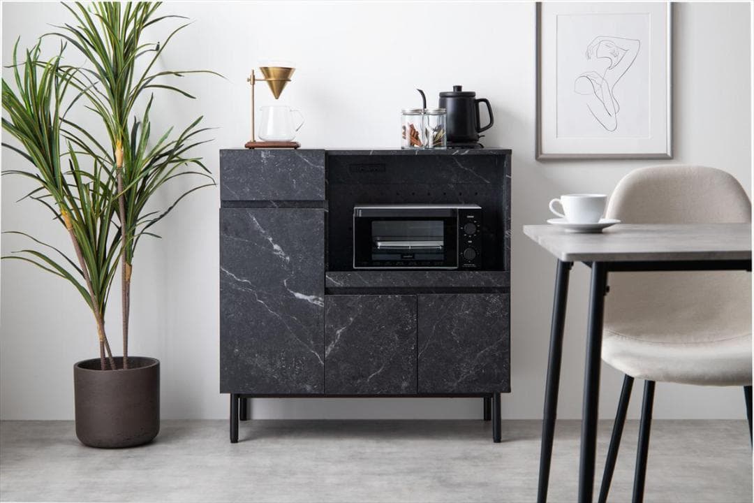 【送料無料】Ellis 大理石柄レンジ台【幅86cm】