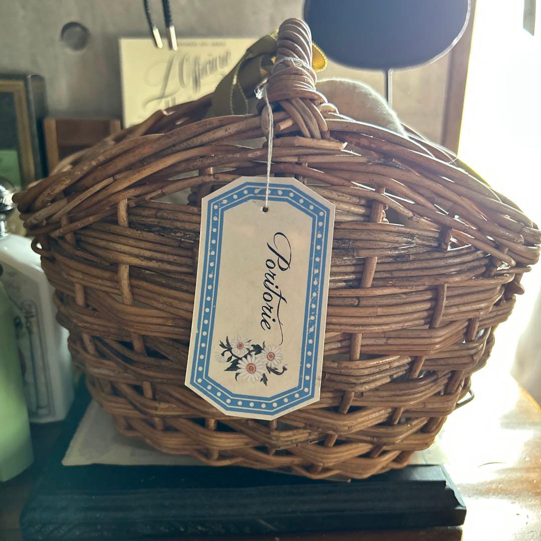 poritorie マーガレット刺繍 リネンカバー かご バスケット