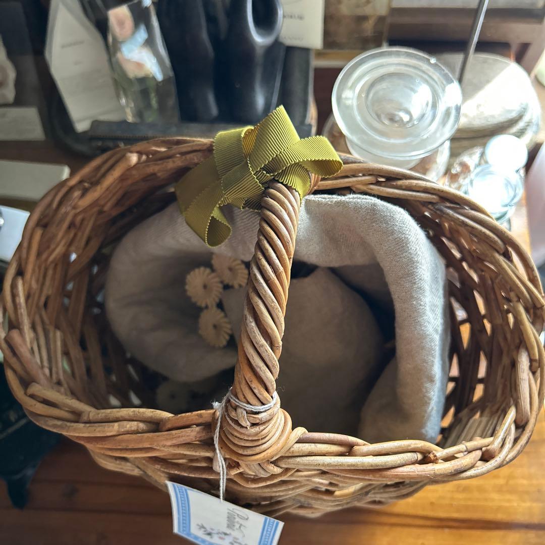 poritorie マーガレット刺繍 リネンカバー かご バスケット