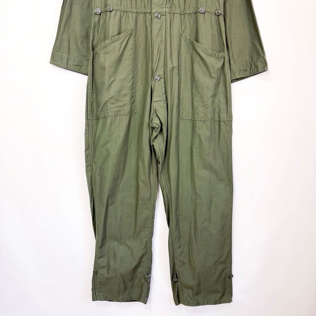 80s 米軍 コットンサテン ジャンプスーツ カバーオール つなぎ S38