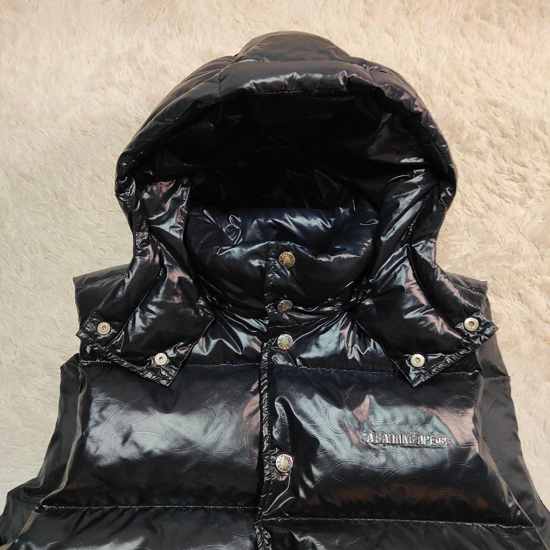 極美品✨カモフラ✨アベイシングエイプ 金属ロゴ 2WAY ダウンベスト ブラック