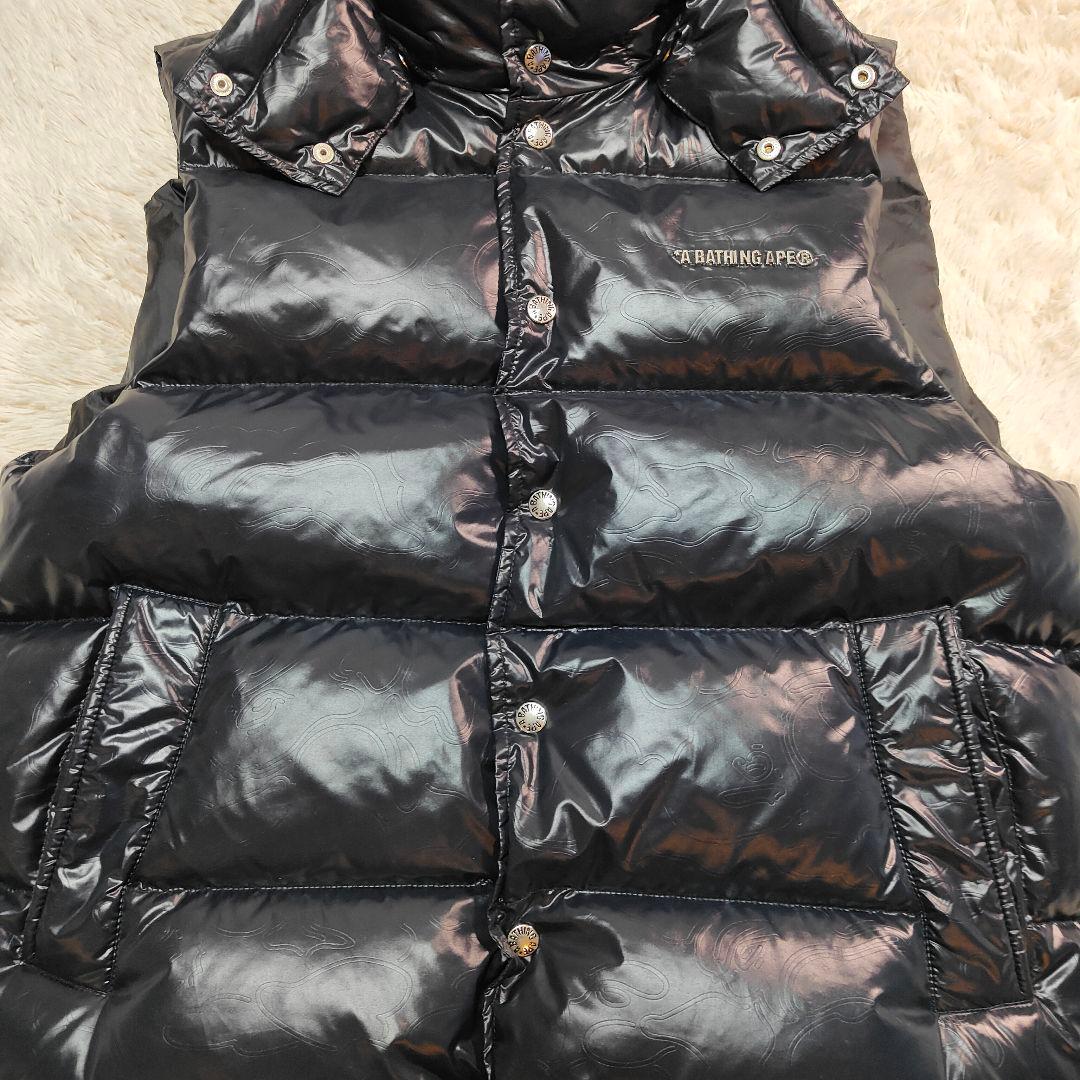 極美品✨カモフラ✨アベイシングエイプ 金属ロゴ 2WAY ダウンベスト ブラック