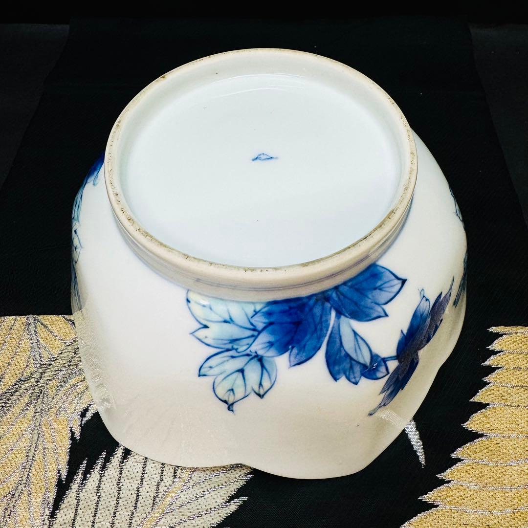 希少オールド　有田焼　深川製磁　宮内庁御用達　牡丹絵輪花　大碗　鉢　 1客　昭和